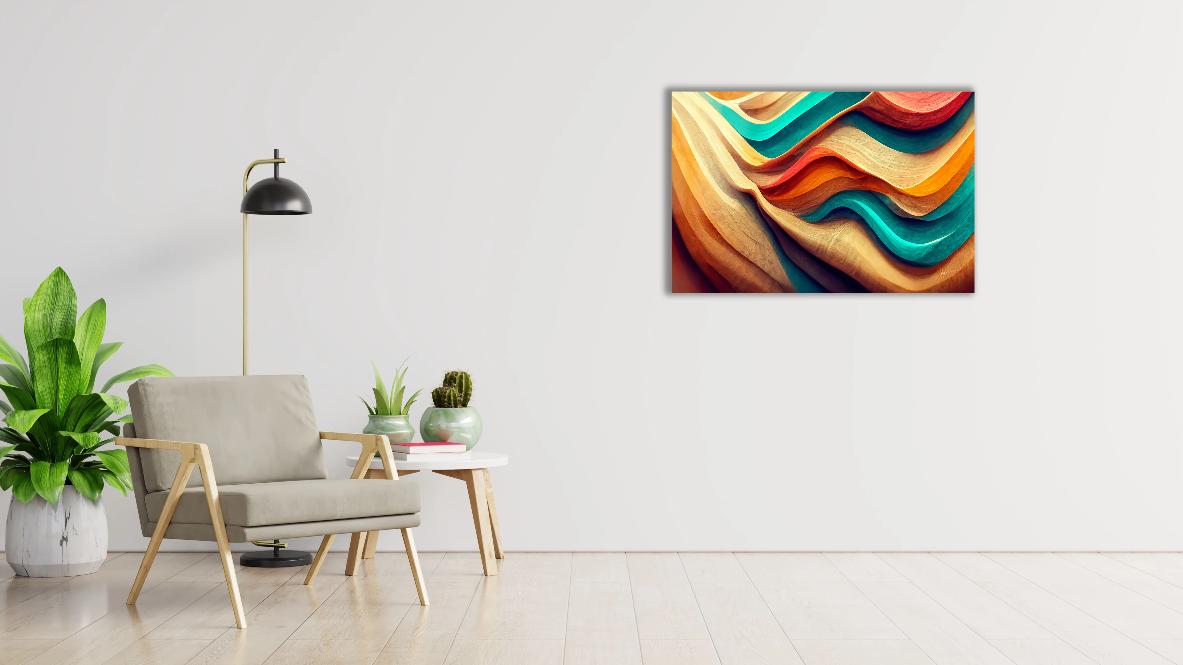 Pastel Renkli İllüstrasyon Çizim Cam Tablo